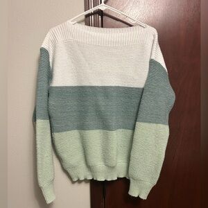 SHEIN Mint and White Knit Sweater